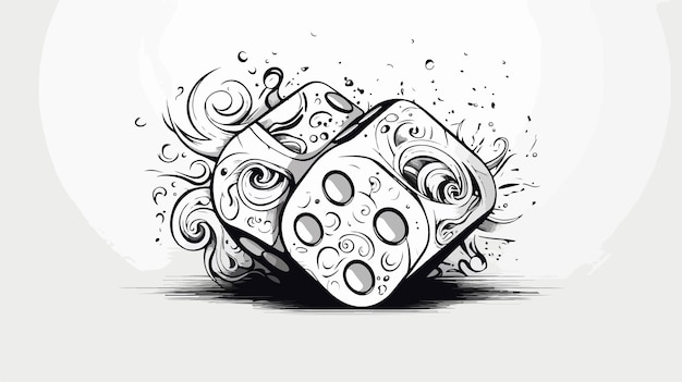 Vector black and white tattoo linework style natural