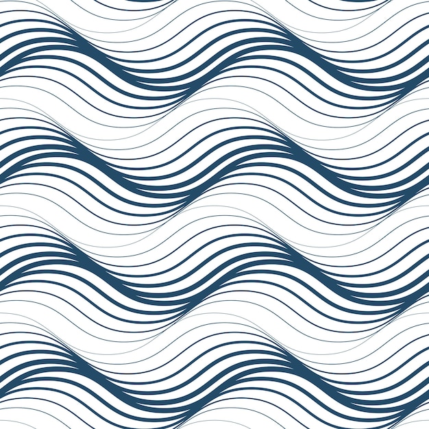 Vector black and white vector endless pattern created with thin undulate stripes, seamless netting composition. continuous interlace texture can be used as website background and as wrapping paper.