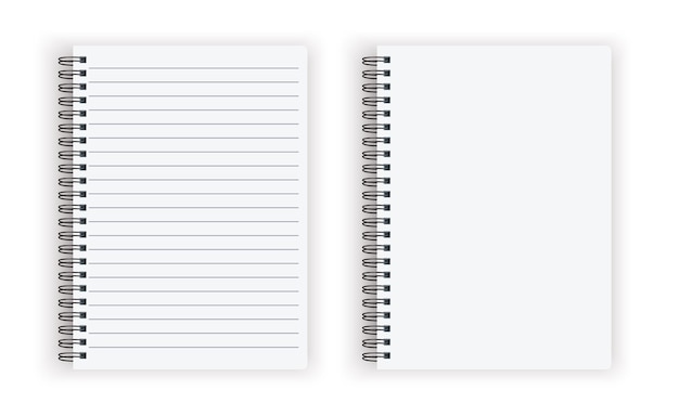 Vector blank closed realistic spiral notepad mockup isolated on white background. vector illustration.