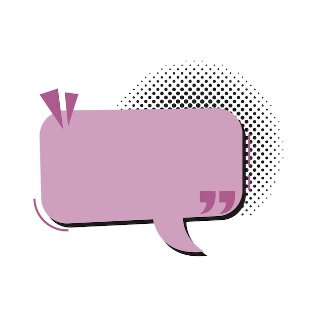 Vector blank quote frame speech bubble with halftone