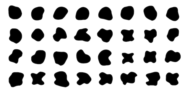 Vector blobs set icon random black cube drops simple shapes vector illustration
