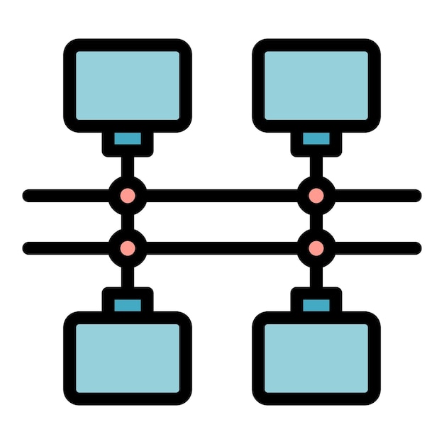 Vector blockchain code icon outline blockchain code vector icon for web design isolated on white background color flat