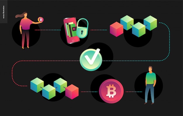 Vector blockchain concept vector illustration