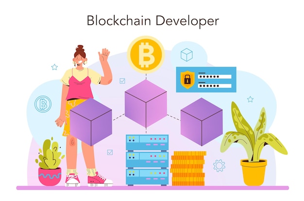 Vector blockchain developer blockchainbased applications building and implementing