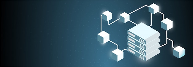 Vector blockchain network concept , distributed ledger, computer connection technology.