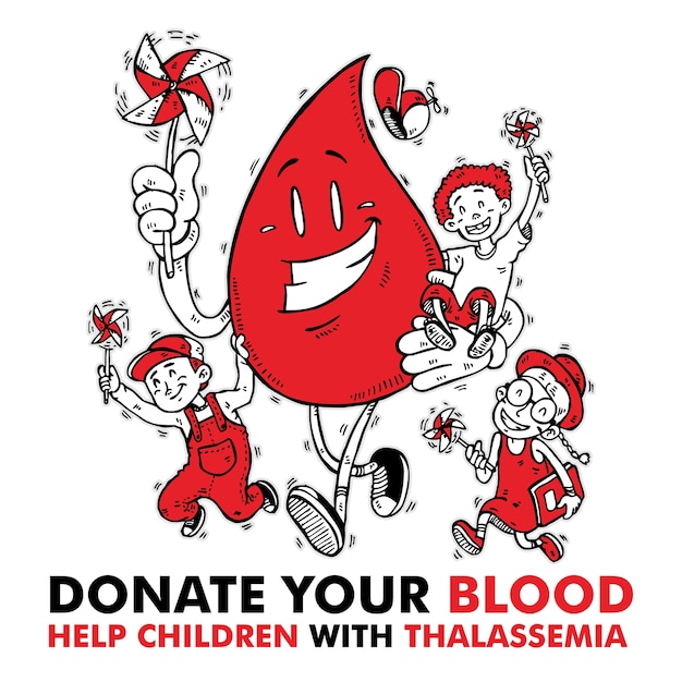 Vector blood donation for thalassemia charity poster