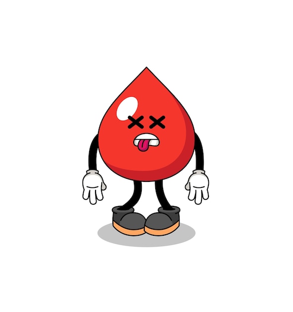 Vector blood mascot illustration is dead character design