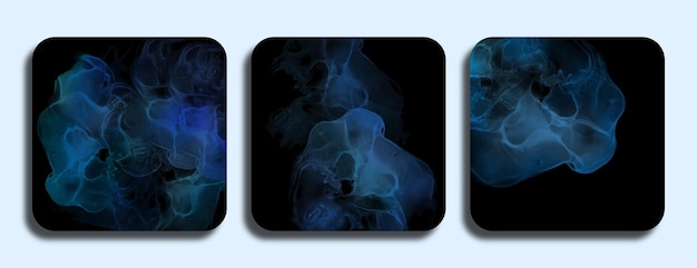 Vector blue alcohol ink abstract in black background