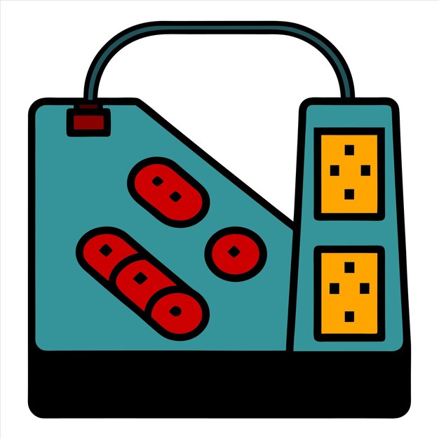 Vector a blue and black object with a picture of an electrical device with the number 3 on it