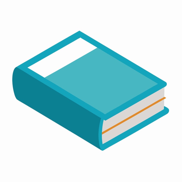 Vector a blue book with a blue cover and a yellow line on the top