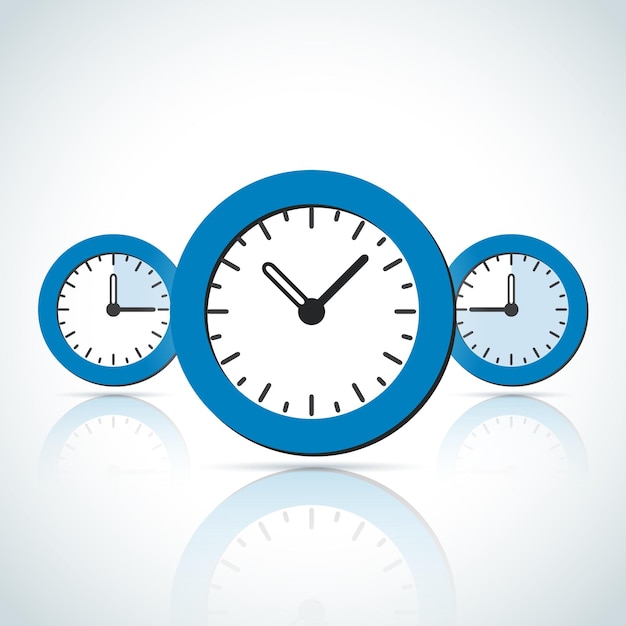Vector blue business styled clock icons