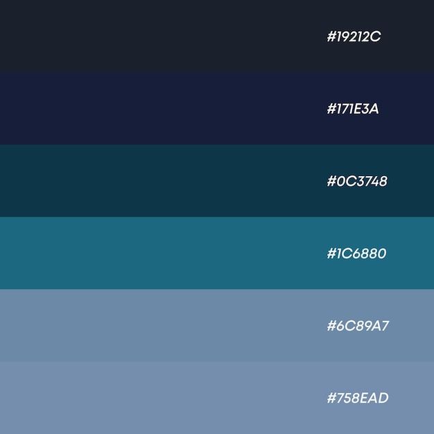 Vector blue color palette