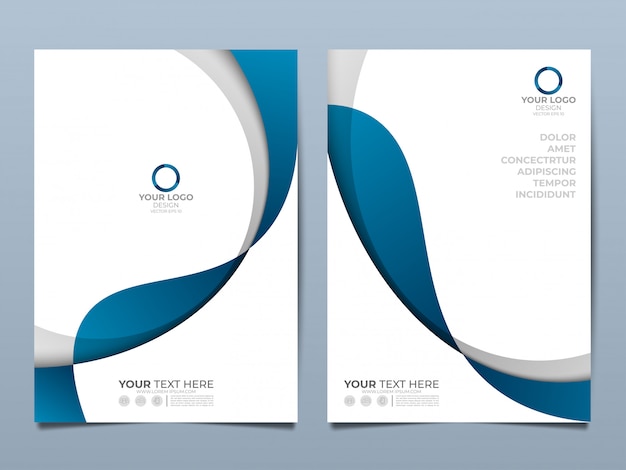 Vector blue curve template cover business layout.