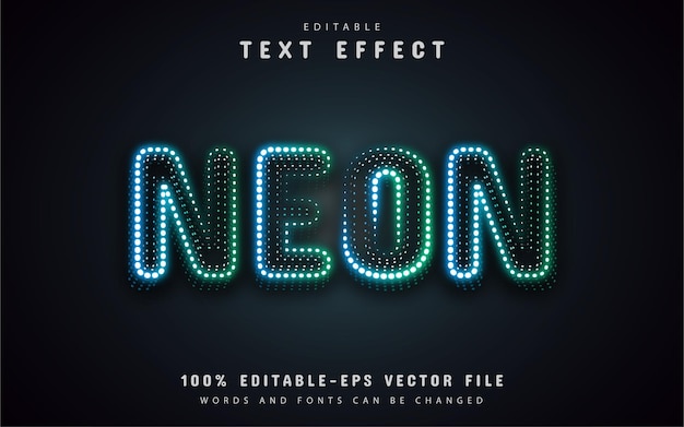 Vector blue green neon dots text effect