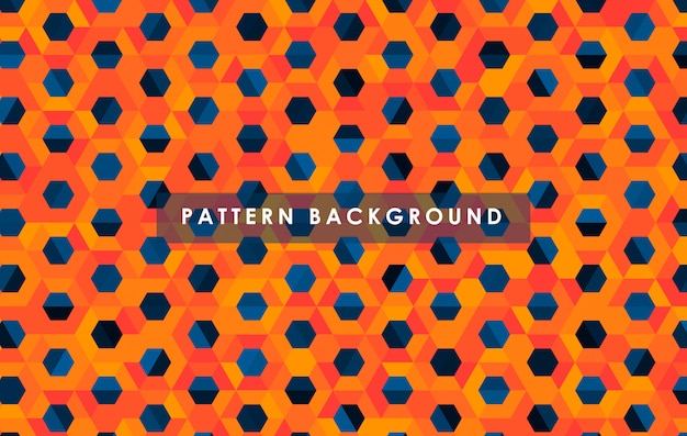 Vector blue hexagon pattern on orange color background
