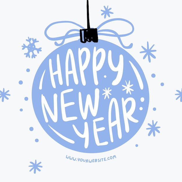 Vector blue illustrated happy new year instagram post
