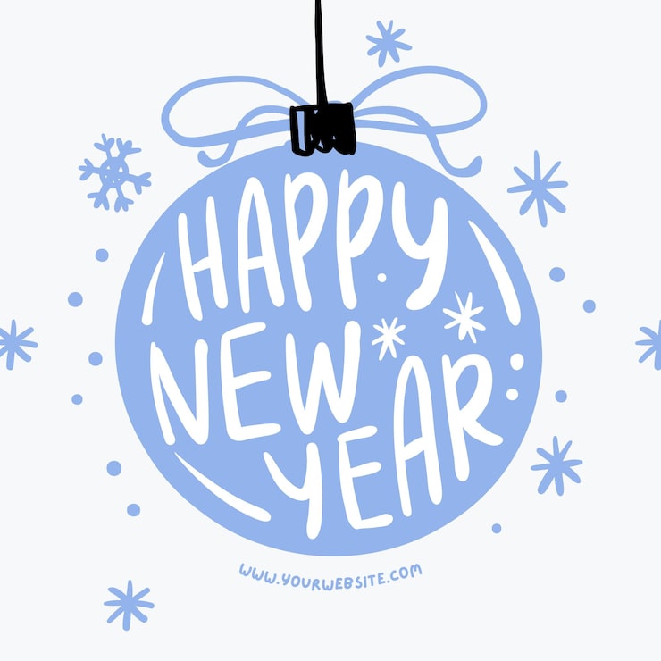 Vector blue illustrated happy new year instagram post