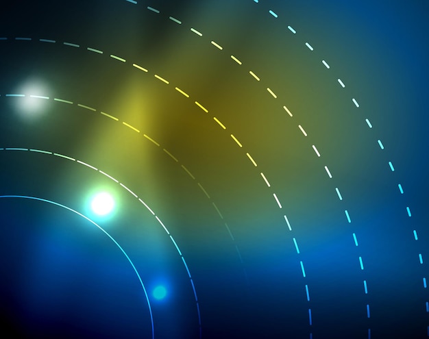 Vector blue neon circles abstract circular lines glowing circle abstract pattern background