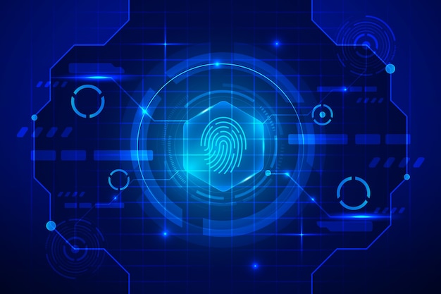 Vector blue neon fingerprint background