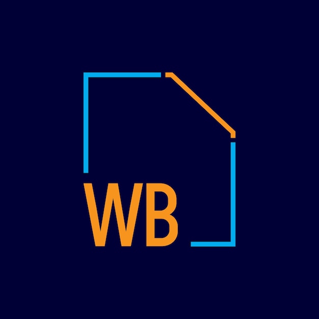 Vector a blue and orange image of a house with a blue line