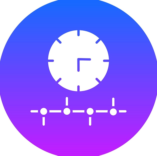 Vector a blue and pink circle with a clock on it