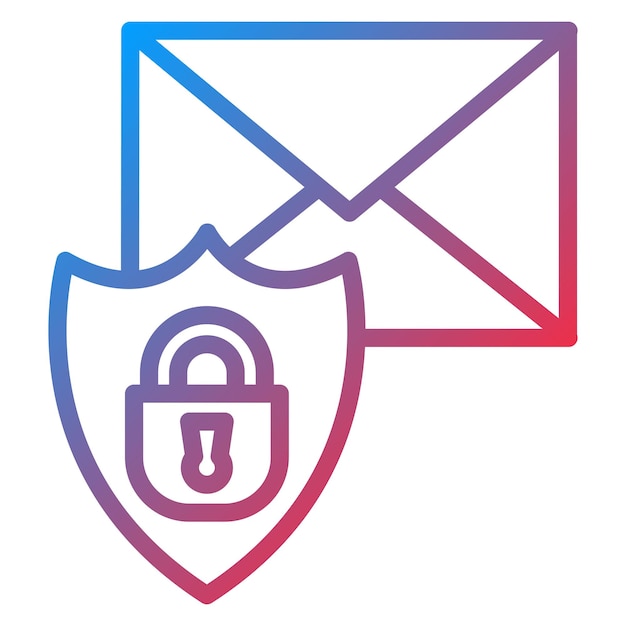 Vector a blue and pink image of an envelope with a padlock and a padlock