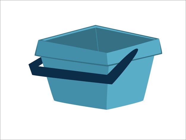 Vector blue plastic bucket with handle