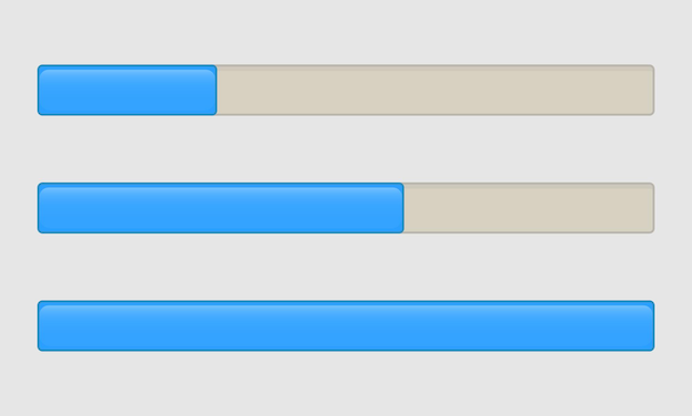 Vector blue progress bar icons for web interface progress indicator or loading process