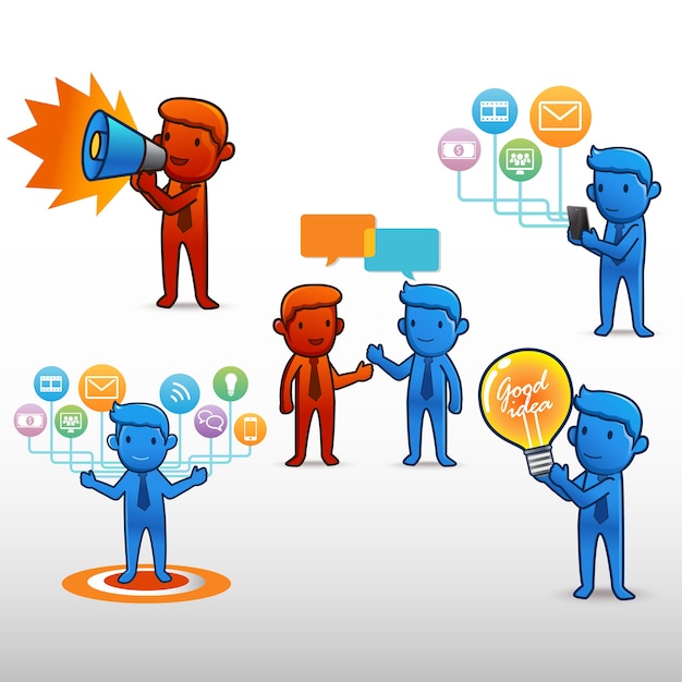 Vector blue and red businessman