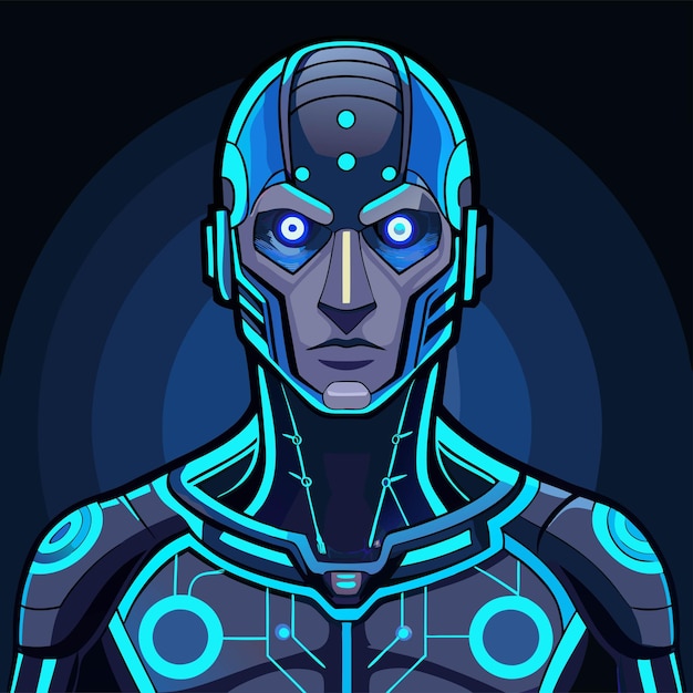 Vector a blue robot vector science fiction vector