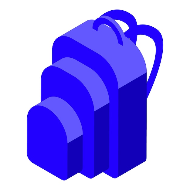 Vector blue school backpack standing up isometric projection