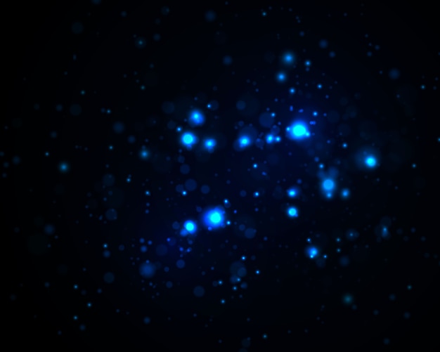 Vector blue sparkling magical dust particles