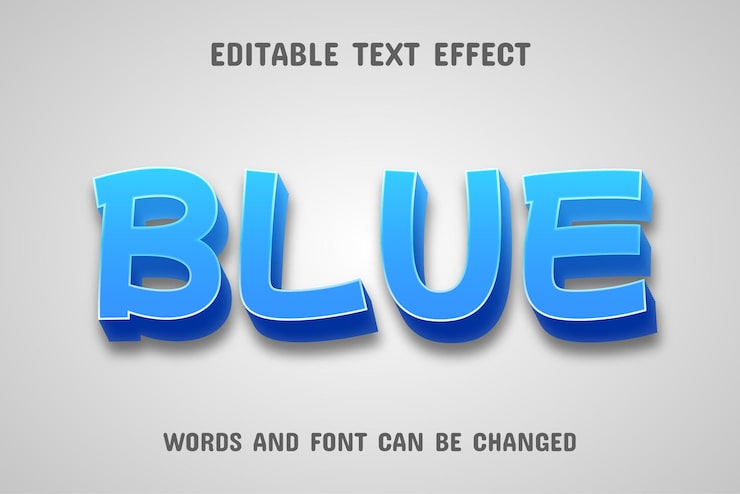 Blue text editable gradient text effect