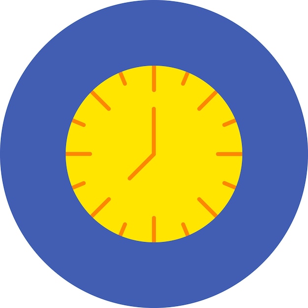 Vector a blue and yellow clock with the roman numerals on it