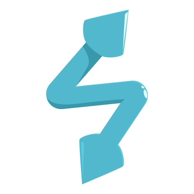 Vector blue zigzag flashing arrow pointing downward delivering a clear message