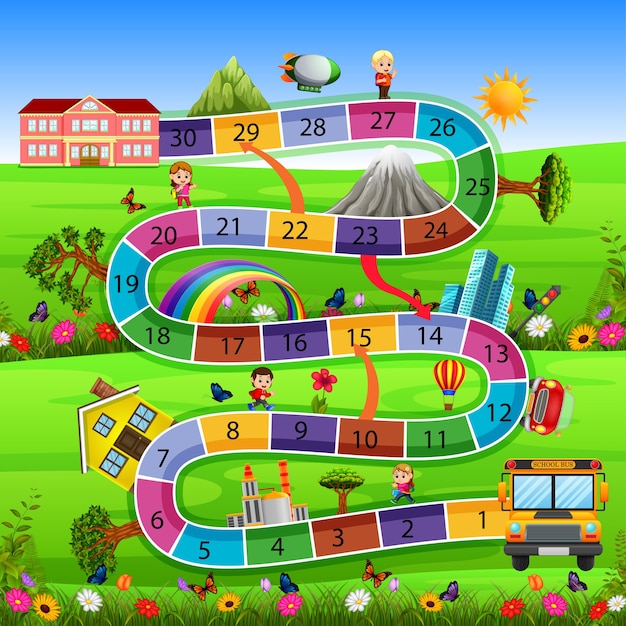 Vector board game with back to school background