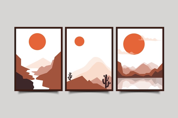 Vector boho art prints wall art abstract landscape poster