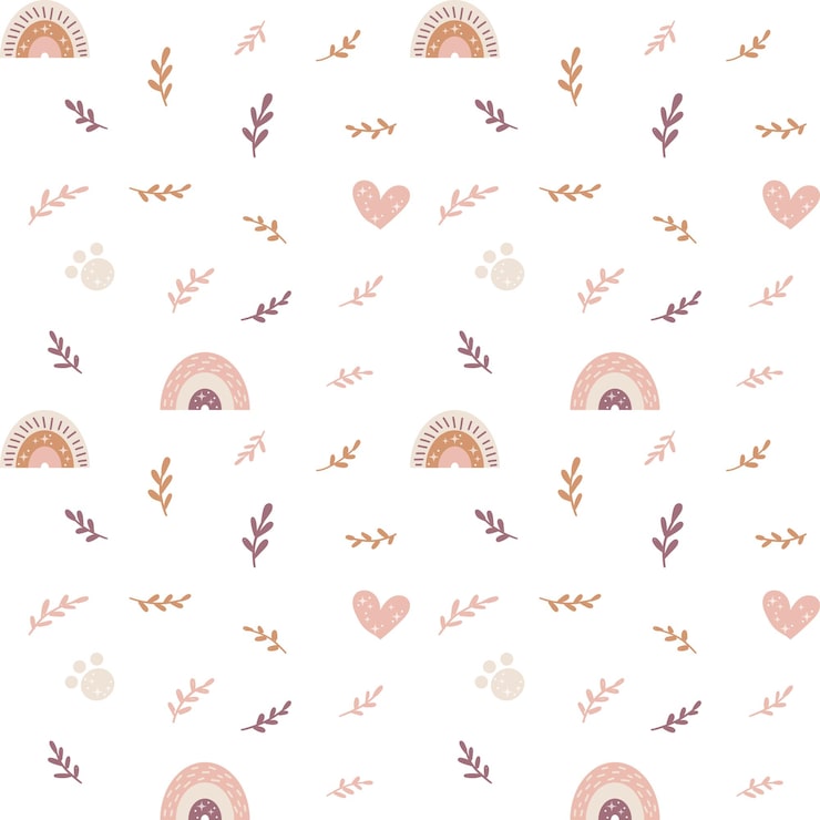 Boho seamless pattern with rainbow