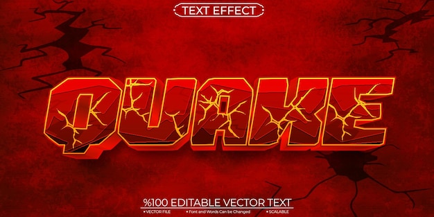 Vector bold red quake editable and scalable vector text effect