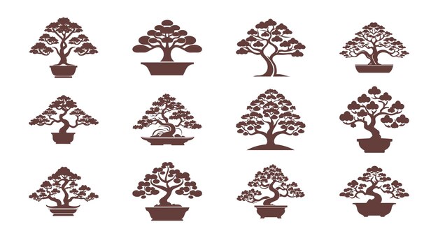 Vector bonsai tree silhouette design