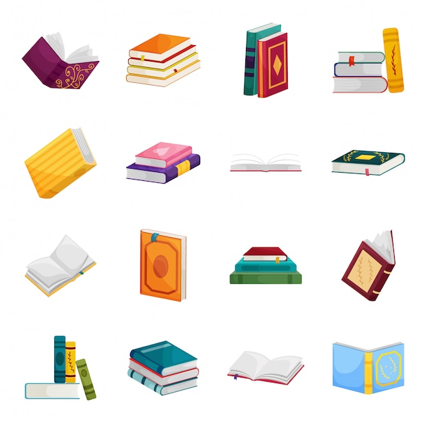 Vector book of library  cartoon set icon. isolated cartoon set icon school literature.   book of library  .