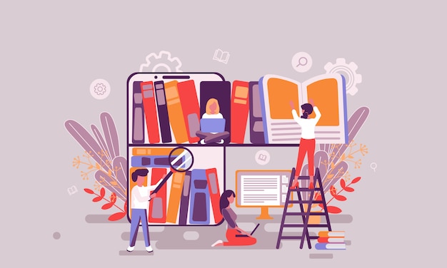 Vector book library illustration