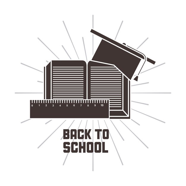 Vector book rule graduation cap icon