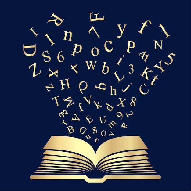 Vector a book with the letters alphabet on the bottom