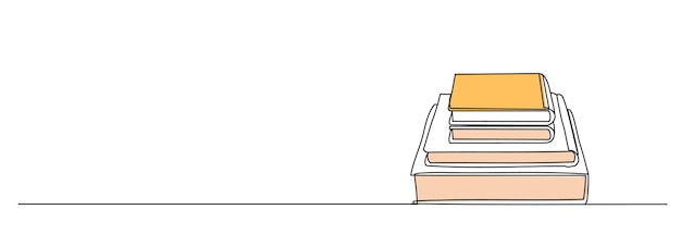 Vector books continuous line drawing isolated vector
