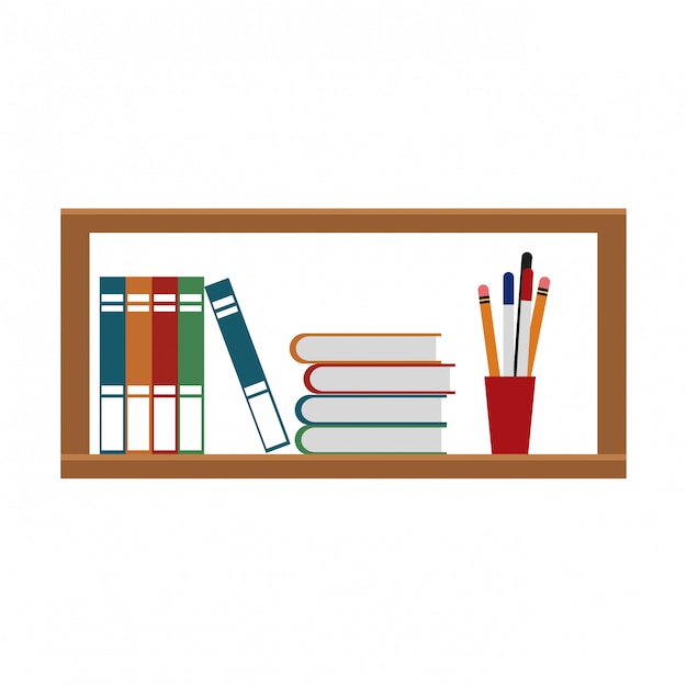 Vector books in shelf vector illustration graphic design