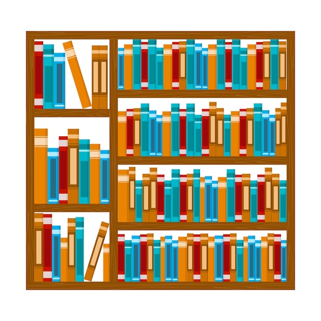 Vector bookshelf with colorful books