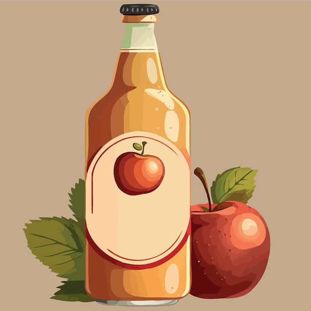 Vector bottle of apple cider drink