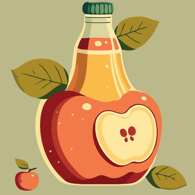 Vector bottle of apple cider drink