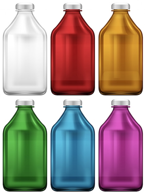 Vector bottle design in six colors